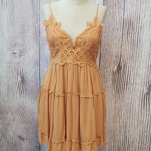 Rue21 Caramel Crochet-Trim Spaghetti Strap Mini Dress